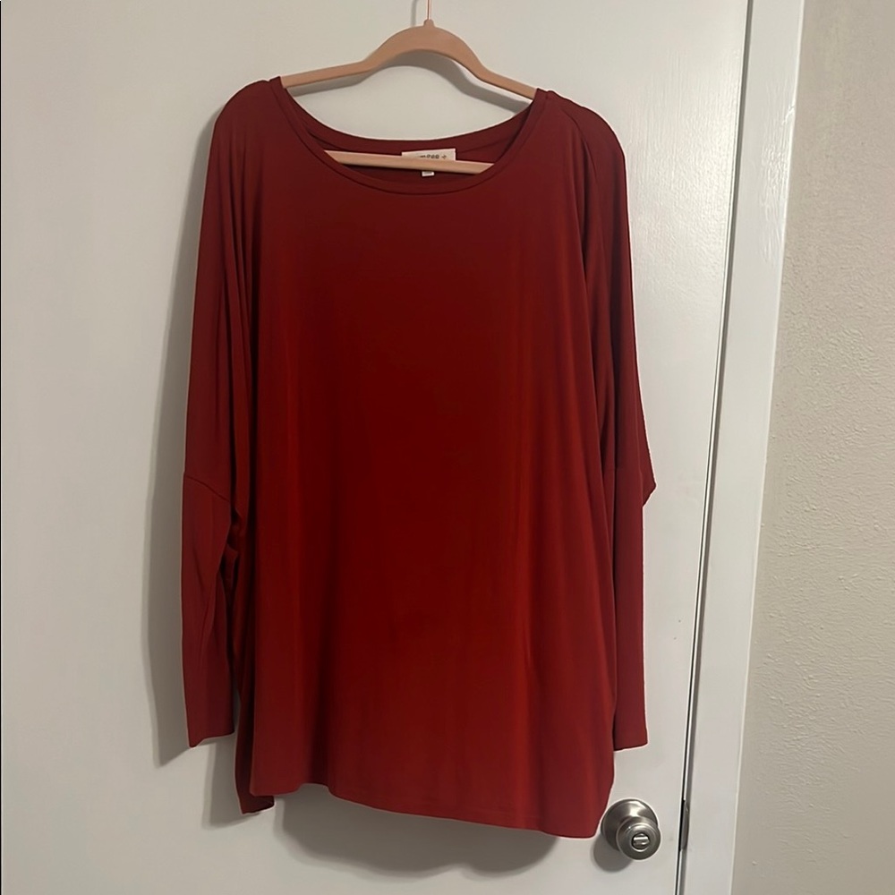 Umgee Red Oversized Long Sleeve Tunic Open Back